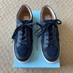 Antonio Melani navy suede/glitter tennis shoe NWT